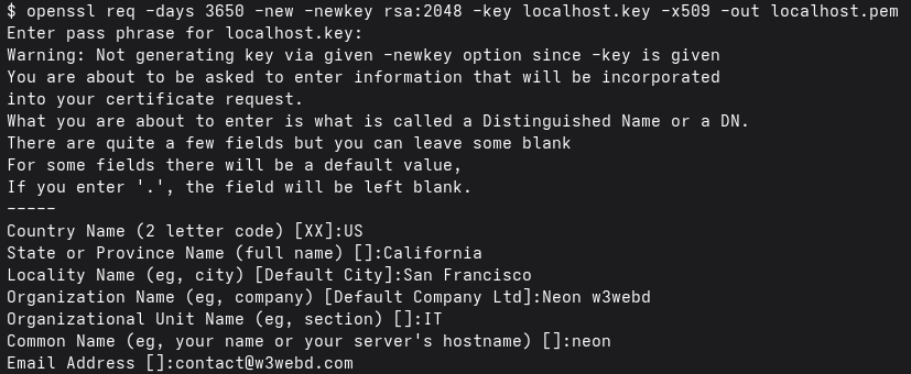 certificate creation